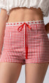 Urban Daizy Gingham Scallop Trim Shorts Brown Shorts - Women's (UDZ-PT-00474) – alternate view 3