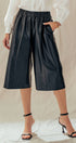 Urban Daizy Black Faux Leather Wide Leg Culotte Pants Black Pants - Women's (UDZ-PT-00490)