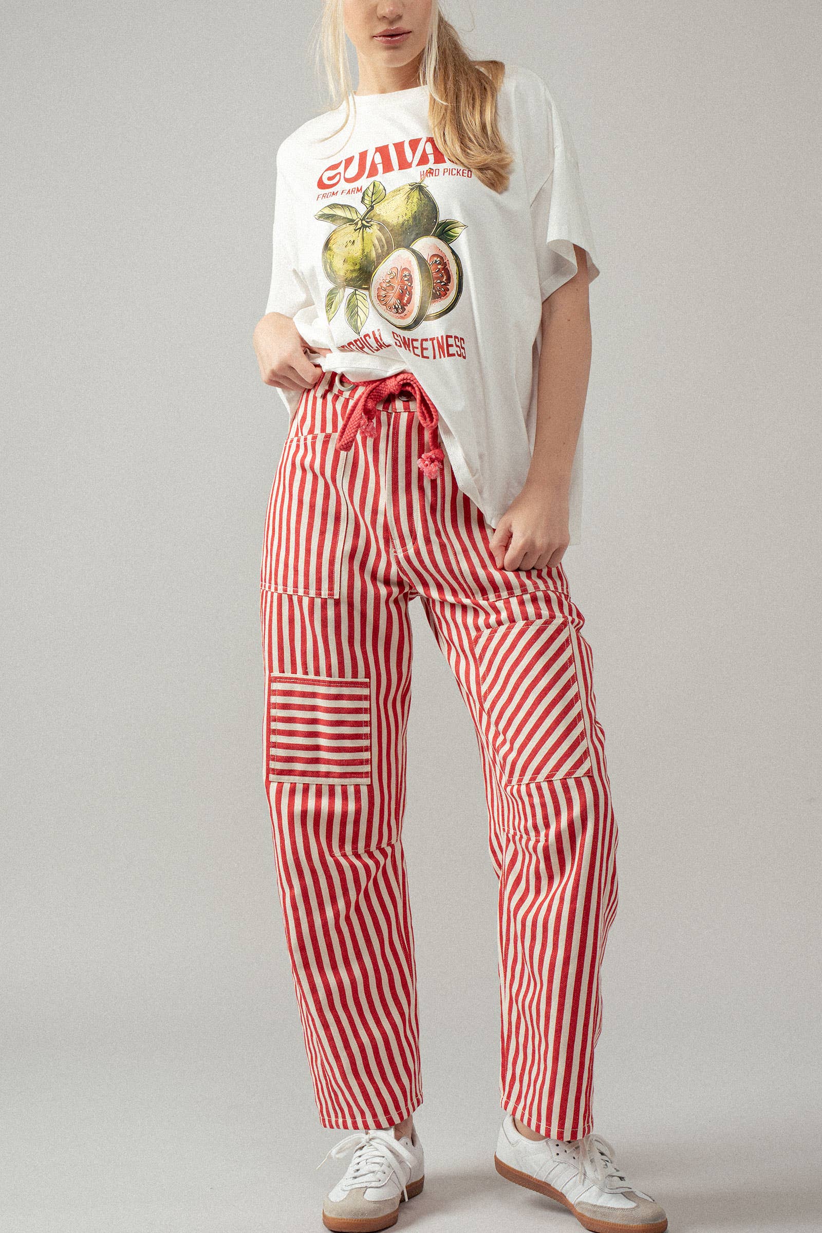 Urban Daizy Railroad Striped Patch Pocket Spring Utility Pants Blue Pants - Women's (UDZ-PT-00335) – alternate view 8