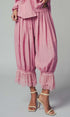 Boho Lace Trim Summer Linen Pants in PINK - Women's Pants | Urban Daizy