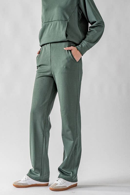 High-Waisted Wide-Leg Micro Fleece Pants