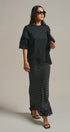 Oversized Cotton Tee with Asymmetric Lace Hem in BLACK - Women's T-Shirts & Polos | Urban Daizy