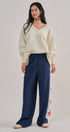 Relaxed Vintage V-Neck Oversized Sweatshirt in CHALK - Women's Sweatshirts & Hoodies | Urban Daizy