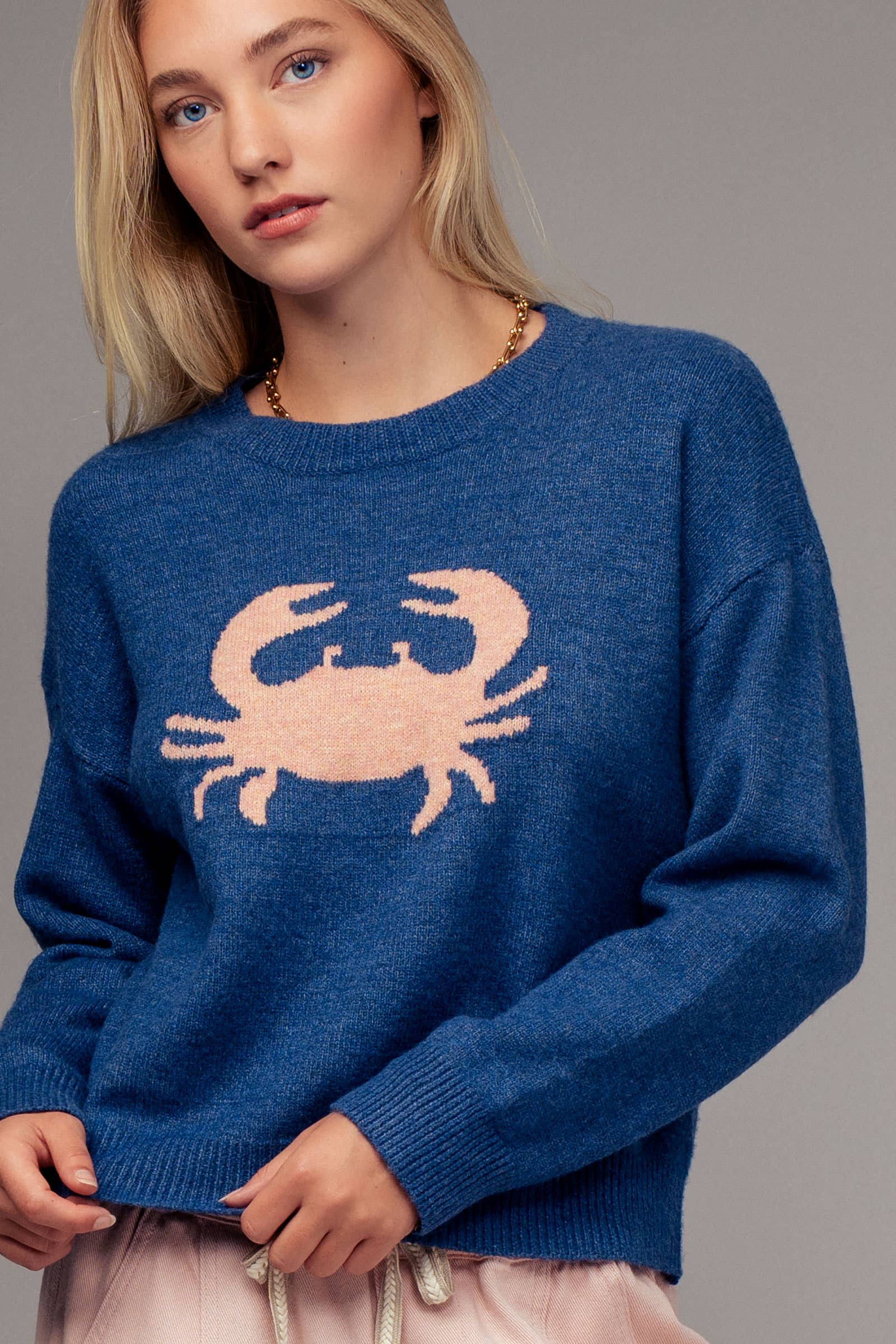 Crab Graphic Relaxed Knit Sweater