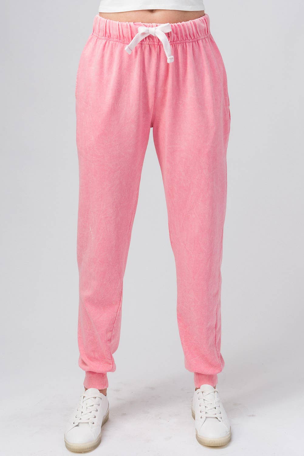 Urban Daizy Mineral Wash Cotton Blend Jogger Sweatpants BUBBLEGUM PINK Lounge Sweatpants/Joggers - Women's (TNPT0005-BUBBLEGUM PINK) – alternate view