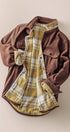 Urban Daizy Plaid Flannel-Lined Corduroy Shacket Taupe Shirt Jacket/Shacket - Women's (UDZ-KN-00150) – alternate view 8