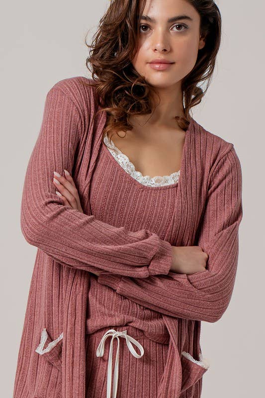 Urban Daizy Pointelle Knit Lace-Trim Pocket Cardigan Cocoa Cardigan - Women's (UDZ-KN-01037) – alternate view 15