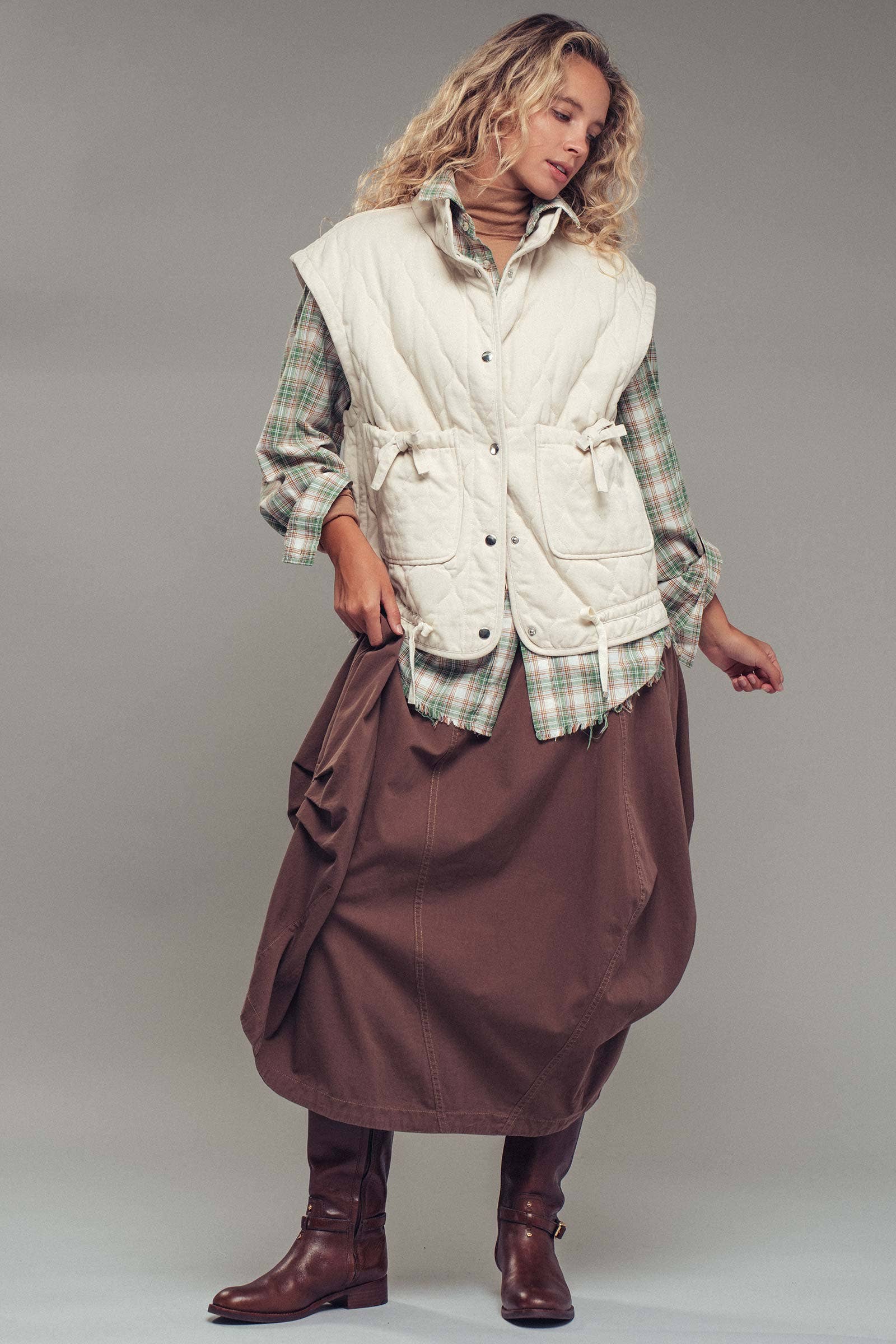 Vintage Washed Quilted Padded Vest