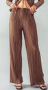 Urban Daizy Shimmer Pleated Wide Leg Elastic Waist Pants Brown Pants - Women's (UDZ-PT-00231)