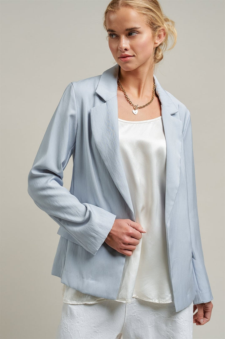 Soft Structure Tailored Blazer in DEW BLUE - Women's Jackets & Outerwear | Urban Daizy