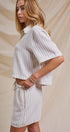 Urban Daizy Striped Scalloped Trim Drawstring Shorts Cream Shorts - Women's (UDZ-PT-00501-Cream) – alternate view 7