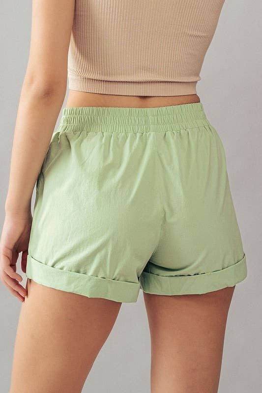 Urban Daizy Elastic Waist Rolled Hem Casual Shorts Black Shorts - Women's (UDZ-PT-00180) – alternate view 5