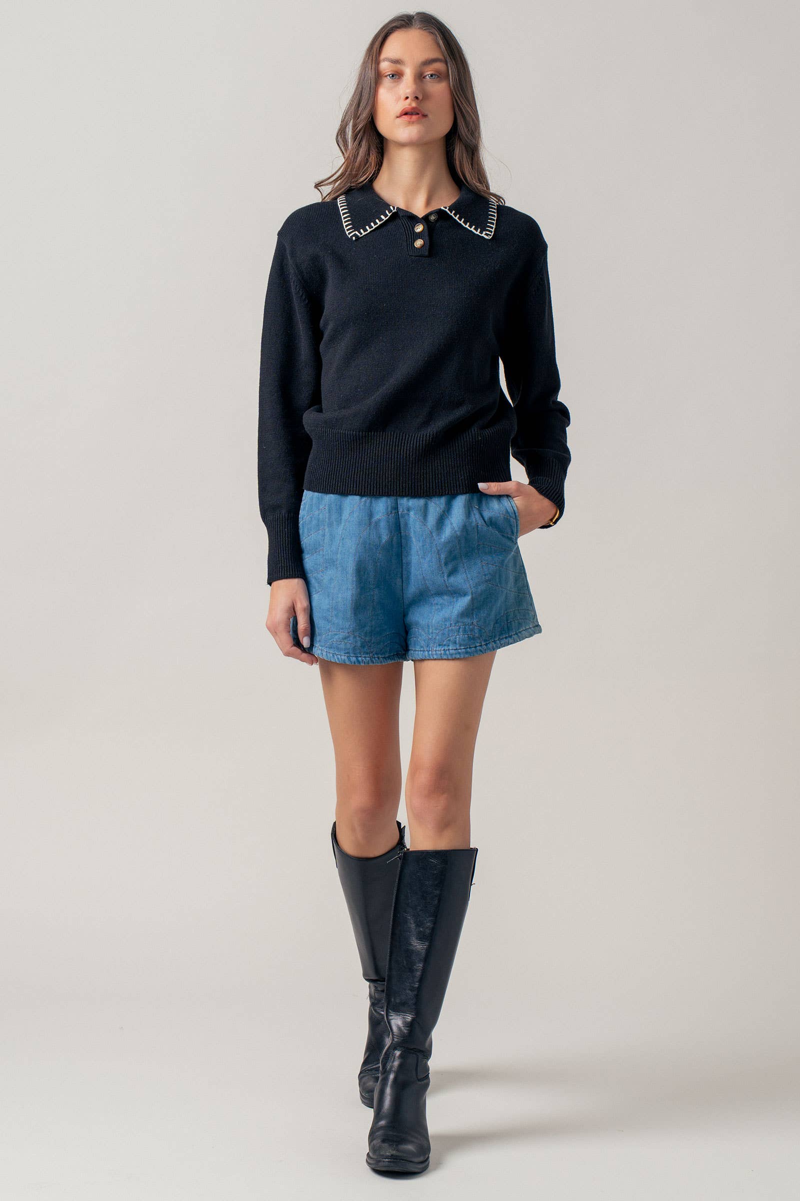 Modern Heritage Contrast Polo Knit Sweater