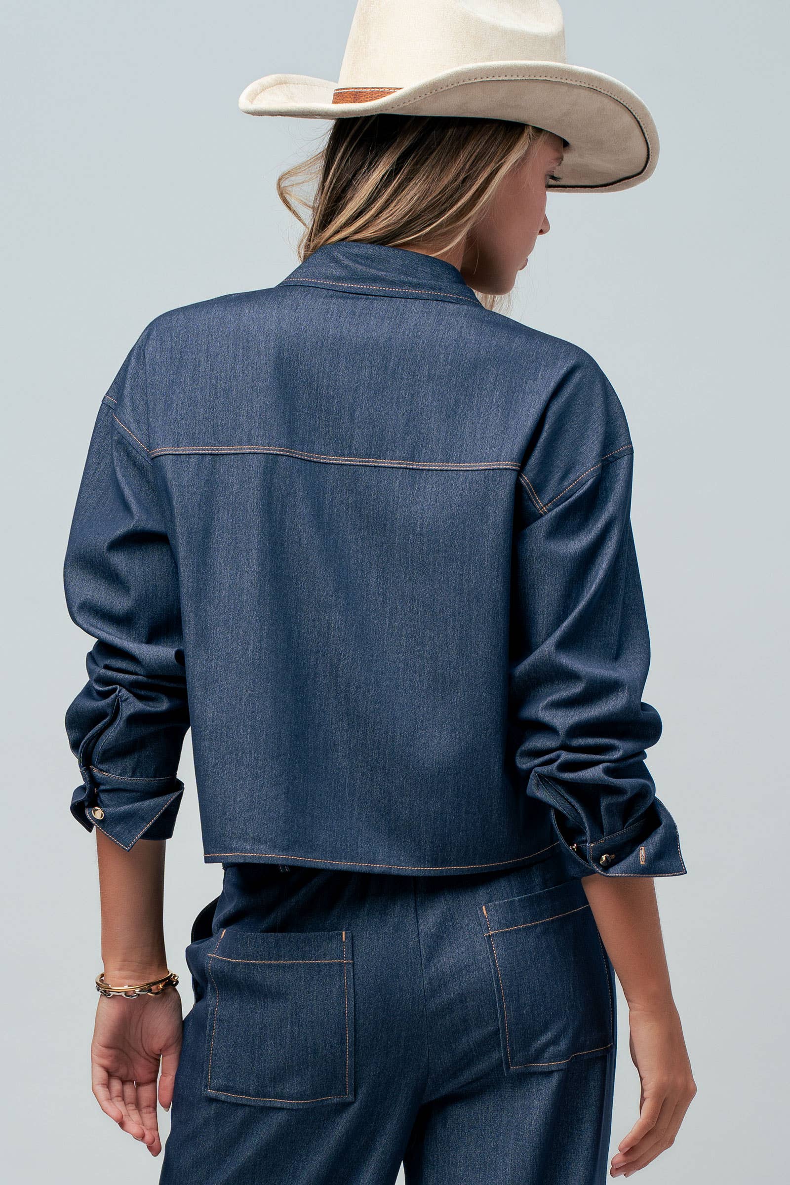 Denim Button Down Utility Shirt