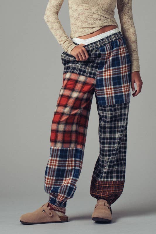 Urban Daizy Mixed Plaid Patchwork Boho Jogger Pants Multi Pants - Women's (UDZ-PT-00355) – alternate view 5