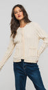 Urban Daizy Cable Knit Snap Front Ribbed Trim Long Sleeve Sweater Ivory Cardigan - Women's (UDZ-KN-00628) – alternate view 22