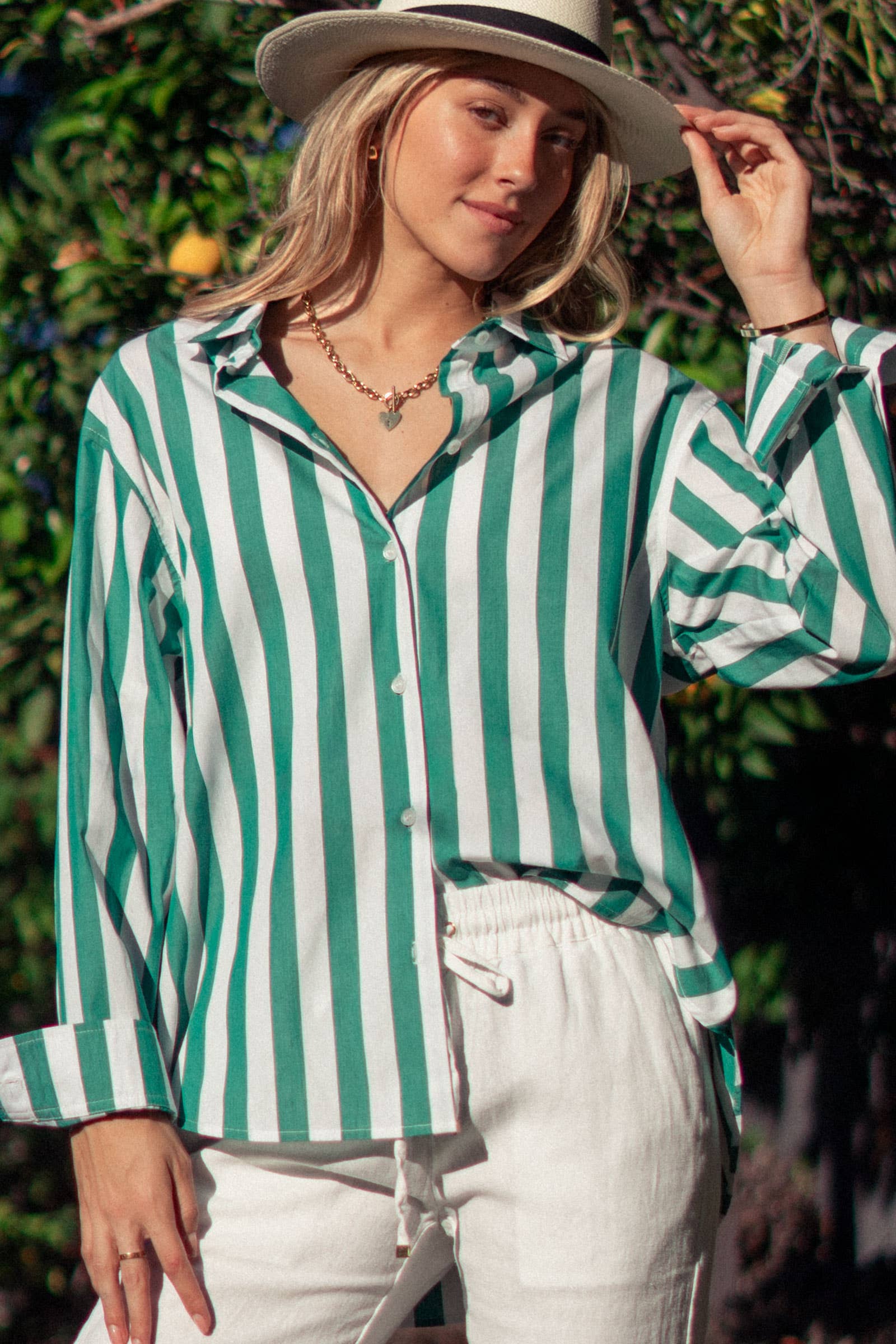 Oversized Stripe Button Down Collared Shirt