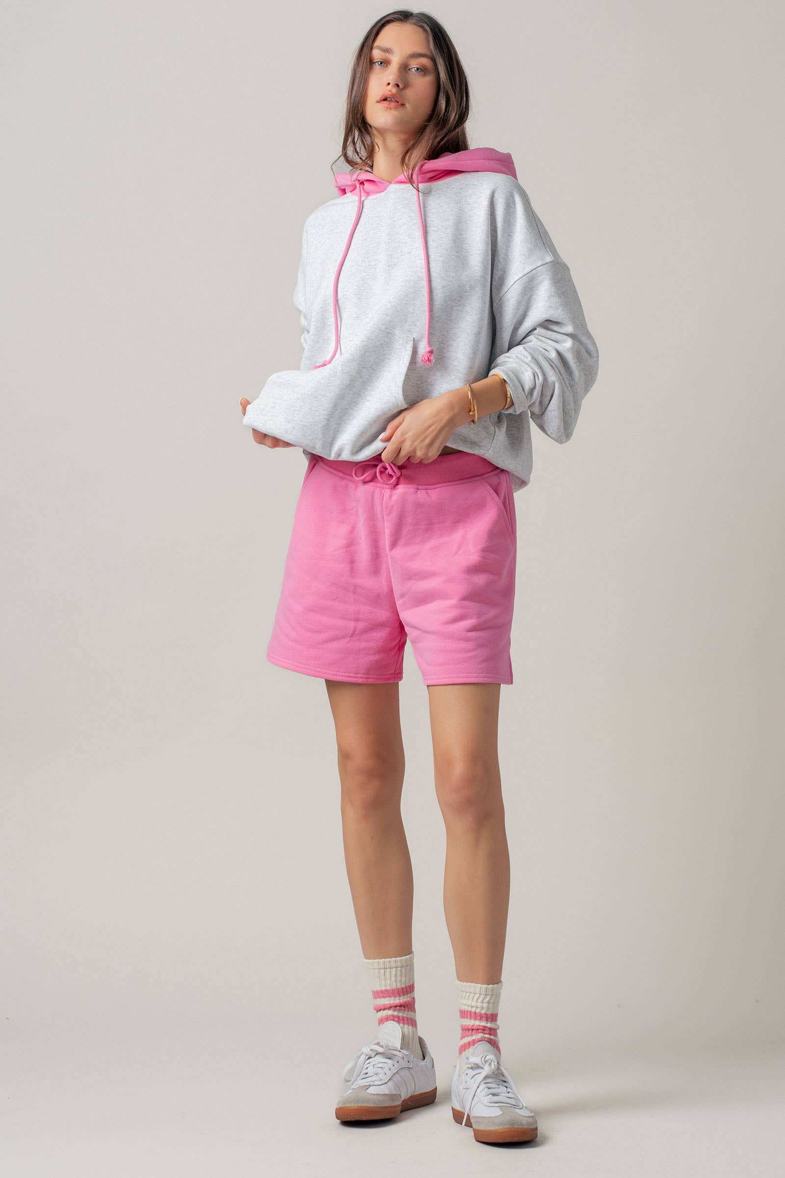 Urban Daizy Drawstring Sweat Shorts Side Slit Pink Shorts - Women's (UDZ-PT-00483) – alternate view 24