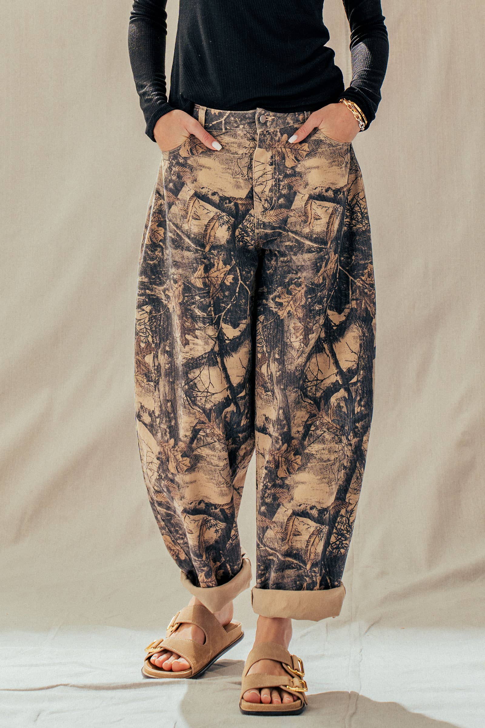 Urban Daizy Camo Print Cotton Balloon Pants Camo Pants - Women's (UDZ-PT-00458)