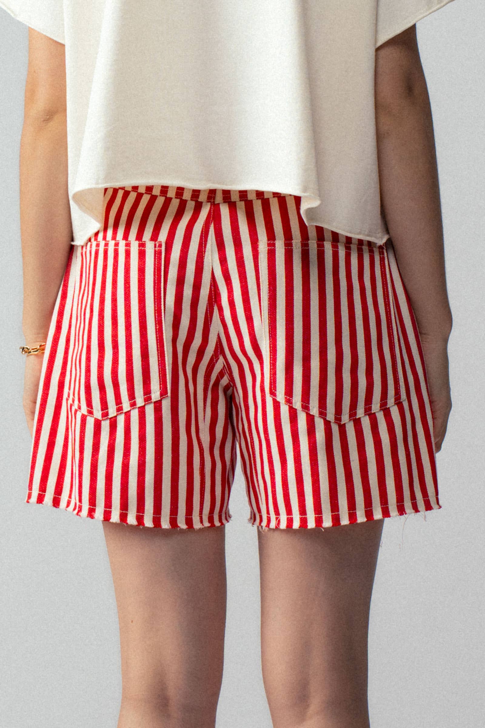 Urban Daizy Striped High-Rise Denim Shorts Blue Shorts - Women's (UDZ-DR-00389) – alternate view 5