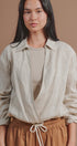 Linen Double Layer Wrap Blouse with Built-In Tank in LINEN - Women's Shirts & Blouses | Urban Daizy
