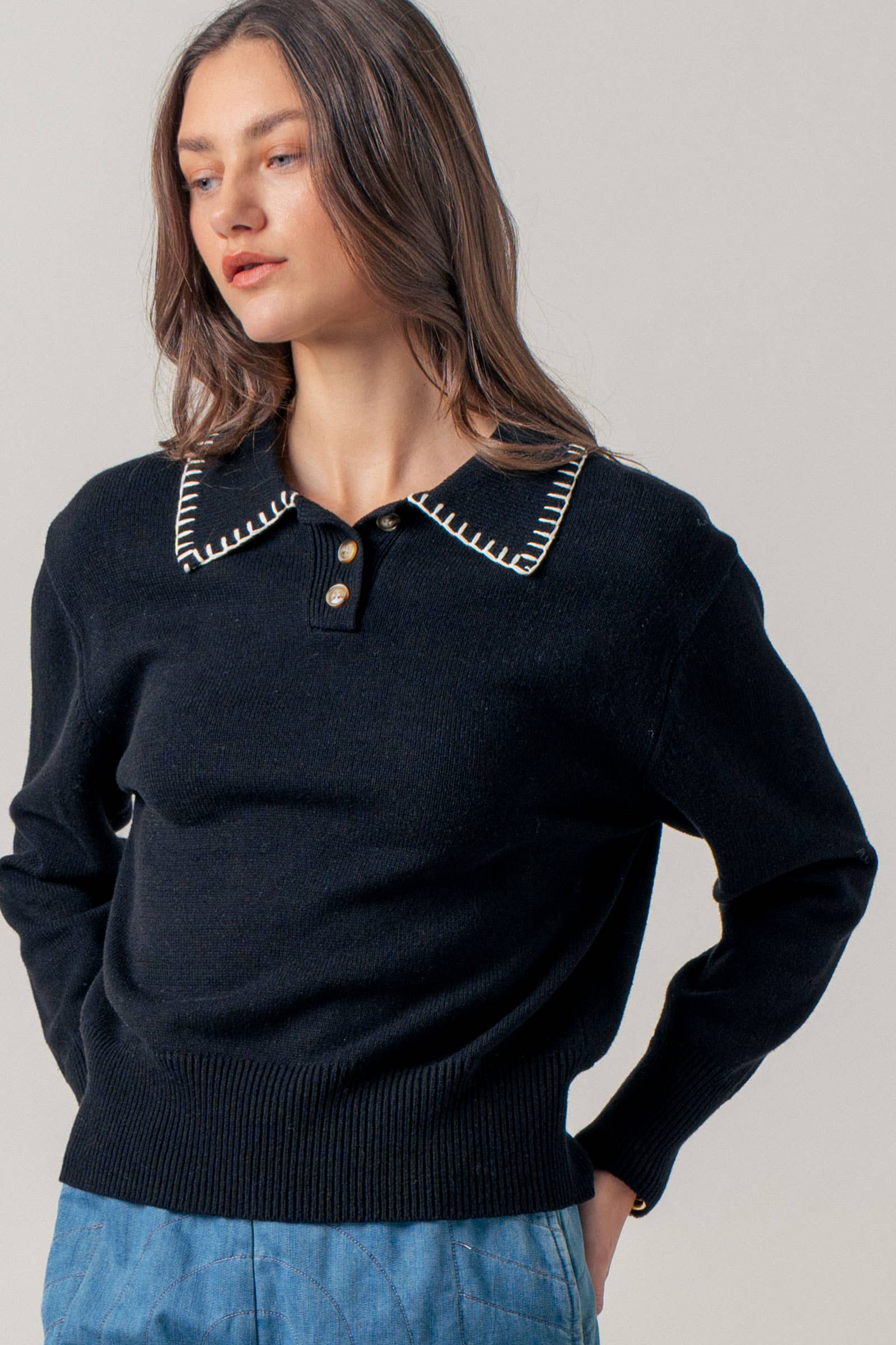 Modern Heritage Contrast Polo Knit Sweater