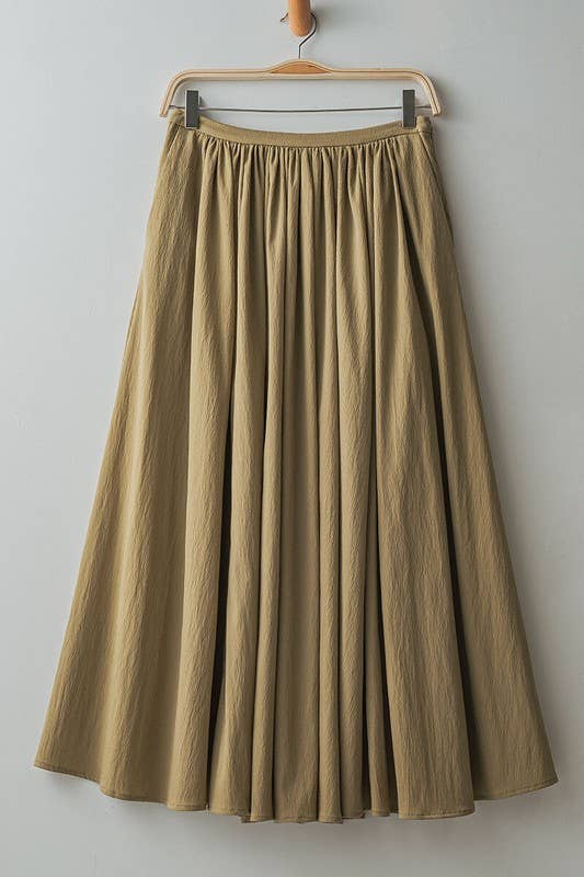 Urban Daizy Cotton Blend Pocketed Elastic Waist Midi Skirt Taupe Skirt - Women's (UDZ-SK-00070) – alternate view 20