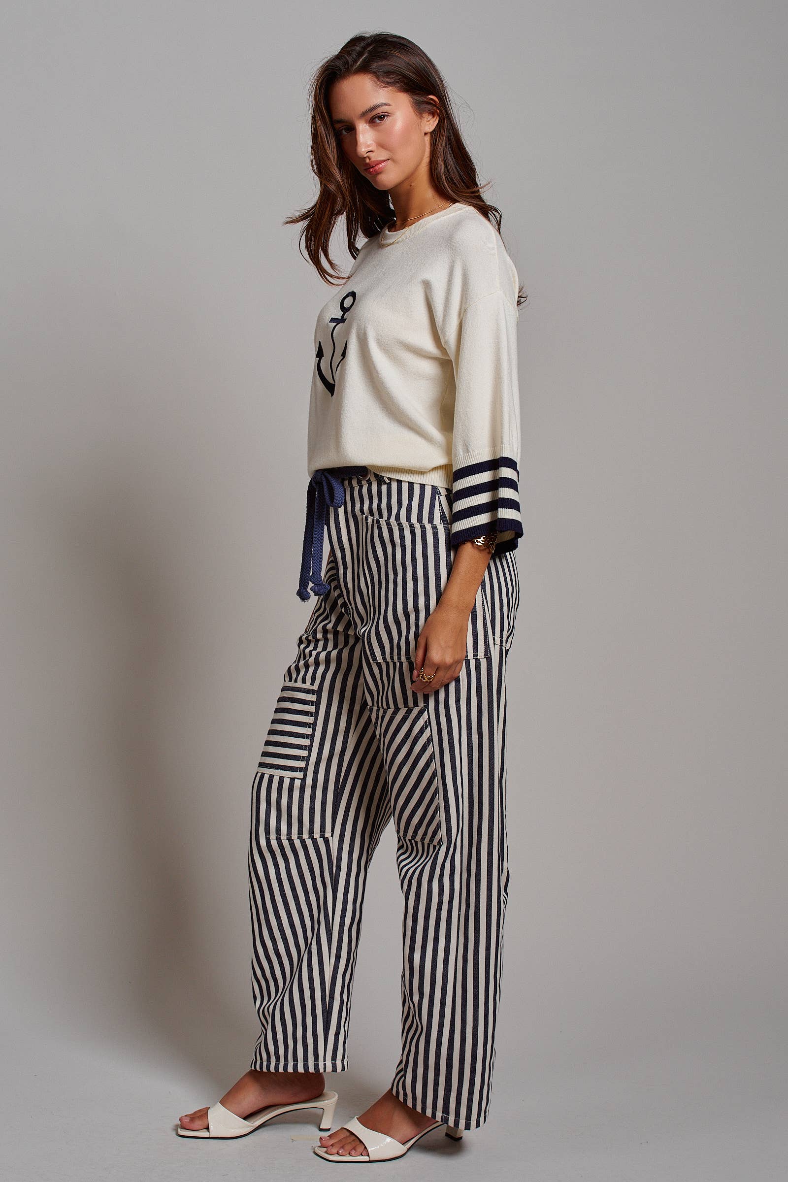 Railroad Striped Patch Pocket Spring Utility Pants