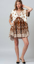 Urban Daizy Mixed-Print V-Neck Tiered Boho Mini Dress Ivory-Brown Dress - Women's (UDZ-DR-00476) – alternate view 15
