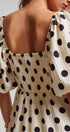 Urban Daizy Textured Polka Dot Tie-Front Puff Sleeve Maxi Dress Ivory Dress - Women's (TNDR1408-Ivory) – alternate view 11