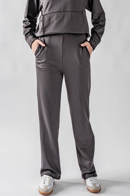 High-Waisted Wide-Leg Micro Fleece Pants