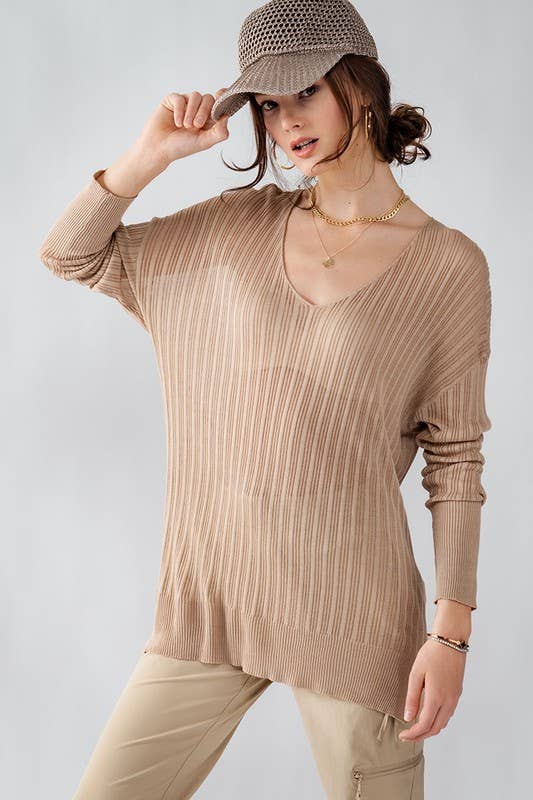 Urban Daizy Ribbed V-Neck Striped Tunic Top Black Tunic - Women's (UDZ-TP-00045) – alternate view 18