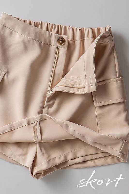 Urban Daizy Smocked Waist Cargo Pocket Skort Grey Skort - Women's (UDZ-SK-00035) – alternate view 8