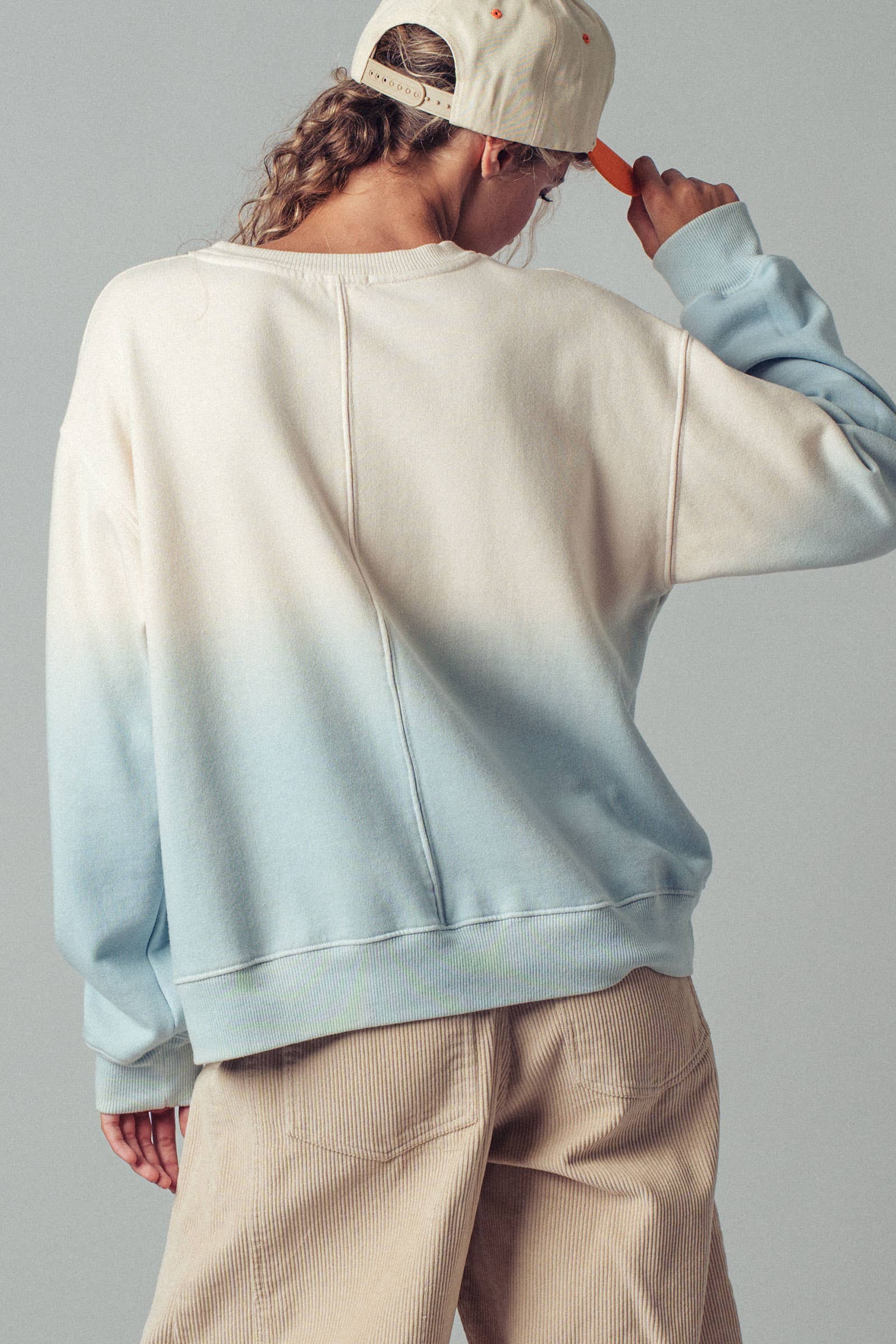 Ombré Dip-Dye Crewneck Sweater
