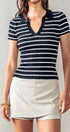 Urban Daizy Ribbed Stripe V-Neck Knit Top Ivory Knit Top - Women's (UDZ-TP-00562) – alternate view 15