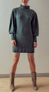 Urban Daizy Balloon Sleeve Mock Neck Sweater Dress Charcoal Dress - Women's (UDZ-DR-00096) – alternate view 7