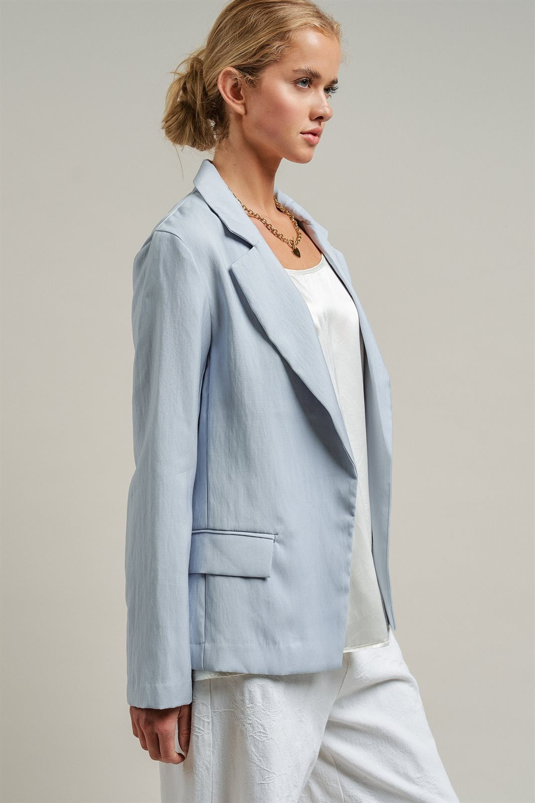 Soft Structure Tailored Blazer in DEW BLUE - Women's Jackets & Outerwear | Urban Daizy