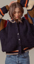 Urban Daizy Chunky Rib-Knit Faux Fur Lined Cardigan Navy Cardigan - Women's (UDZ-KN-00652) – alternate view 8