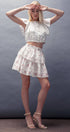 Urban Daizy Romantic Rose Print Lace Trim Tiered Mini Skirt Ivory Skirt - Women's (UDZ-AC-00158) – alternate view 6