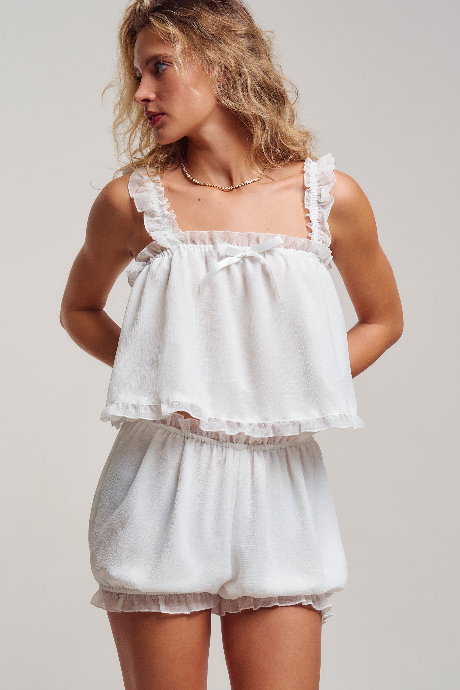 Ruffle Trim Coquette Bloomer Lounge Set