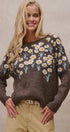 Embossed Floral Knit Sweater in BROWN - Women's Sweaters | Urban Daizy