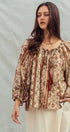 Urban Daizy Boho Off-Shoulder Floral Stripe Blouse Brown-Multi Blouse - Women's (UDZ-TP-01030) – alternate view 9