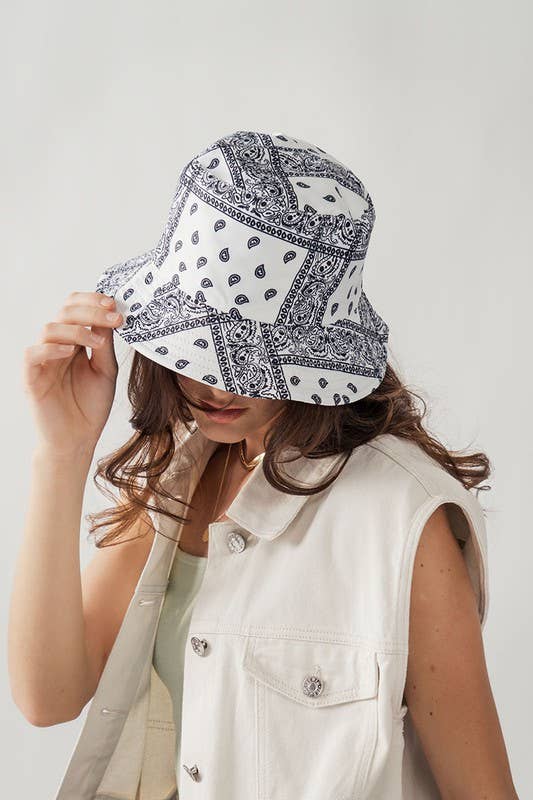 Urban Daizy Paisley Print Spring Fashion Bucket Hat Black Bucket Hat - Women's (UDZ-AC-00049) – alternate view 4