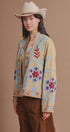 Embroidered Corduroy Jacket with Folk Floral Scroll in KHAKI - Women's Jackets & Blazers | Urban Daizy