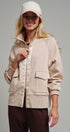 Scuba Zip Up Track Bomber Jacket Pilates Athflow for Women in SAND - Women's Jackets & Blazers | Urban Daizy