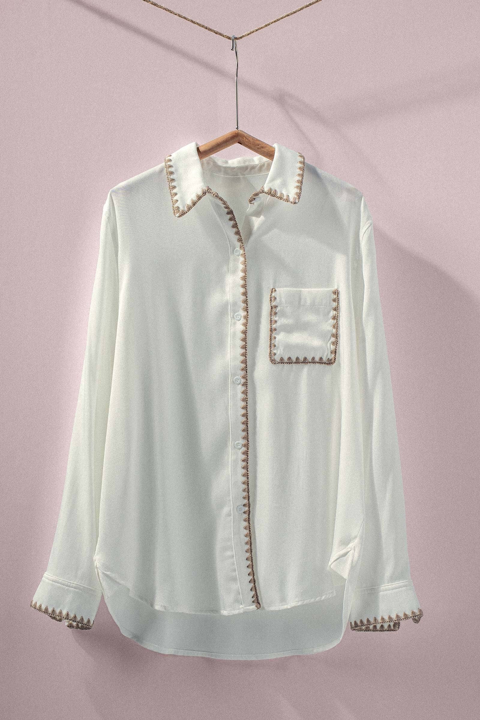 Urban Daizy Smooth Silk Long Sleeve Dress Shirt Denim Button Down Shirt - Women's (UDZ-TP-00735) – alternate view 3