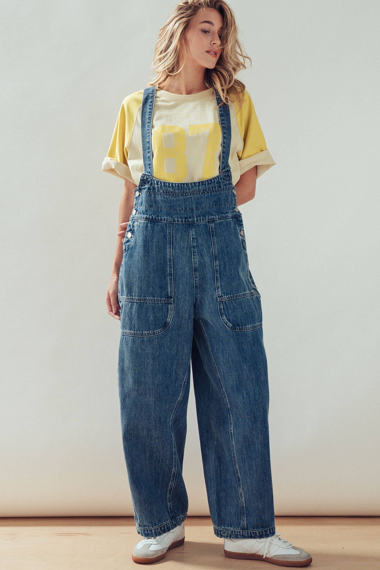 Relaxed Wide-Leg Denim Overalls