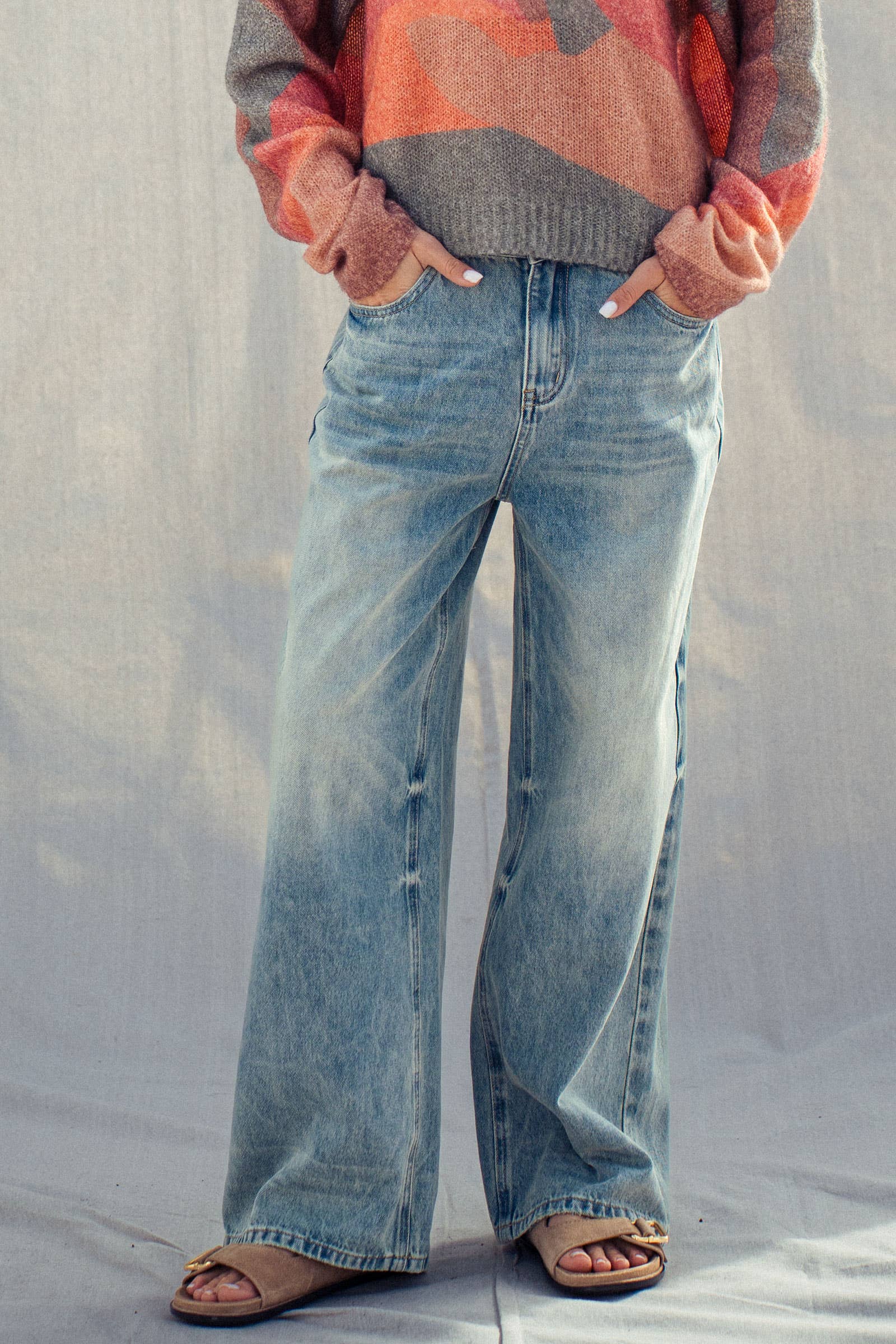 Urban Daizy Vintage Wash High Waist Straight Leg Jeans Denim Jeans - Women's (UDZ-PT-00468) – alternate view 3