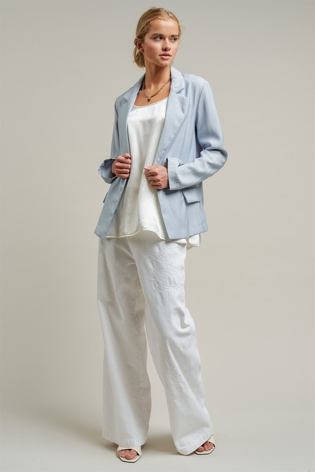 Soft Structure Tailored Blazer in DEW BLUE - Women's Jackets & Outerwear | Urban Daizy