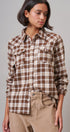 Buffalo Plaid Cropped Flannel Button Down Shirt